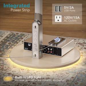 Soporte Móvil para <span class=keywords><strong>TV</strong></span> con Ruedas y Enchufe, Carro con Ruedas para Monitores <span class=keywords><strong>OLED</strong></span> LED de 27-65 Pulgadas, 6 Niveles de Ajuste de Altura, Iluminación Ambiental Inferior - Product Image 5