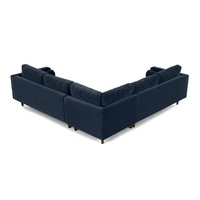 Canapé d'angle contemporain Scott 5 places en velours de coton vert herbe pour école, atelier, entrepôt, salon