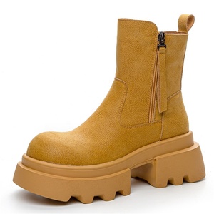 Bottes Chelsea Blanches pour Hommes, Nouvelle Collection Automne-Hiver 2025, en Cuir Véritable, Talon Carré 5,5 cm, Doublure Coton, Semelle Extérieure en Caoutchouc, Fermeture Éclair, Hauteur - Product Image 1