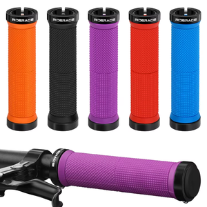 RIDERACE poignées de vélo serrure bilatérale <span class=keywords><strong>ergonomique</strong></span> antidérapant antichoc <span class=keywords><strong>VTT</strong></span> guidon couverture pour BMX cyclisme accessoires - Product Image 1