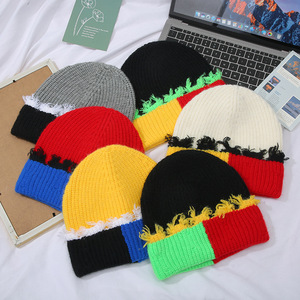 Otoño Invierno cuatro colores de moda estilo coreano japonés interfase nuevo gorro de punto cálido grueso gorros de encaje de dos colores - Product Image 1