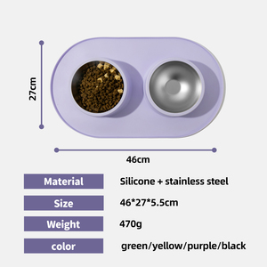 Double New Design Eco-friendly Foldable Silicone Sublimation No Spill Feeding Drinking Food Water <b>Elevated</b> Dog Cat Stainless - Product Image 2