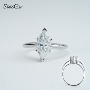 Bague de Fiançailles Classique pour Femme en Argent S925 avec Moissanite Taille Marquise 6*12mm DEF VVS et Sertissage à Griffes - Product Image 1