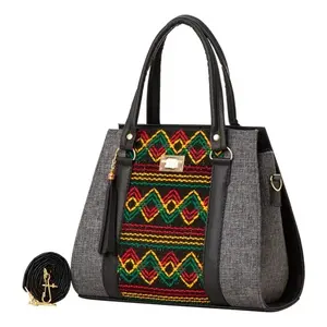 Bolso de Playa Fana Fauna para Mujer, Gris, de Algodón, Tamaño Mediano, con Estampado de Leopardo y Letras, Cierre de Broche - Product Image 1