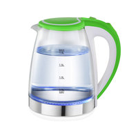 Bouilloire électrique sans fil en verre borosilicate 2,0 L, 1500 W, contrôle manuel de la température, indicateur LED, pour cuisine domestique, protection anti-ébullition à sec