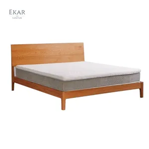 EKAR-mueble sencillo de lujo, marco de cama de madera maciza, tamaño completo, para dormitorio