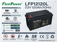 FirstPower LFP12120L 12V 120Ah de Gran Capacidad para RV, Yate, Estación de Energía Solar Fuera de la Red, Energía de Respaldo Comercial e Industrial