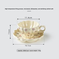 Hochwertige 250ml Keramik-Kaffeetasse Kleines Blumendesign Auslaufsicher Mikrowellengeeignet Spülmaschinenfest Hitzebeständig Exquisit
