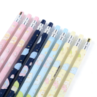 Ensemble de crayons mécaniques HB de 2,0 mm à motif de dessin animé, taille-crayon intégré en plastique, mine épaisse, papeterie pour enfants et étudiants