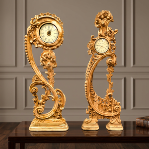Horloge de sol royale antique au design moderne, mouvement à quartz, horloge en bois rétroéclairée pour la maison, le salon, les meubles - Product Image 3
