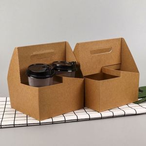 Supports de tasses en papier kraft jetables personnalisés pour thé au lait et café, pliables, avec logo imprimé - 500 pièces par commande, disponibles pour 2 ou 4 tasses - Product Image 4