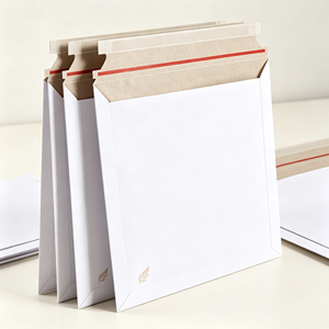 White Rigid Mailer Self Seal Tear Strip 250g White Lined Chipboard Cardboard <b>Envelope</b> Stock Custom Logo <b>for</b> Document Shipping - Product Image 4