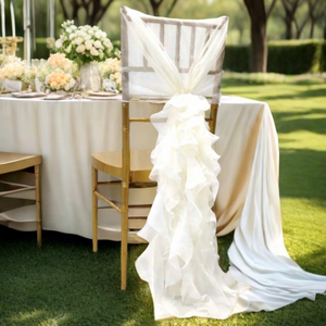 Funda para silla de gasa con volantes románticos, faja para silla de gasa para decoración de eventos de boda - Product Image 1