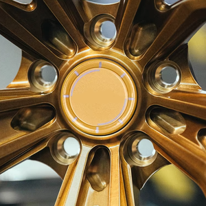 Fashion Mesh Style Forged Alloy <b>Wheel</b> With Full Carbon Barrel Golden <b>Spoke</b> Custom Surface Finish Lightweight Auto Rim - Product Image 5