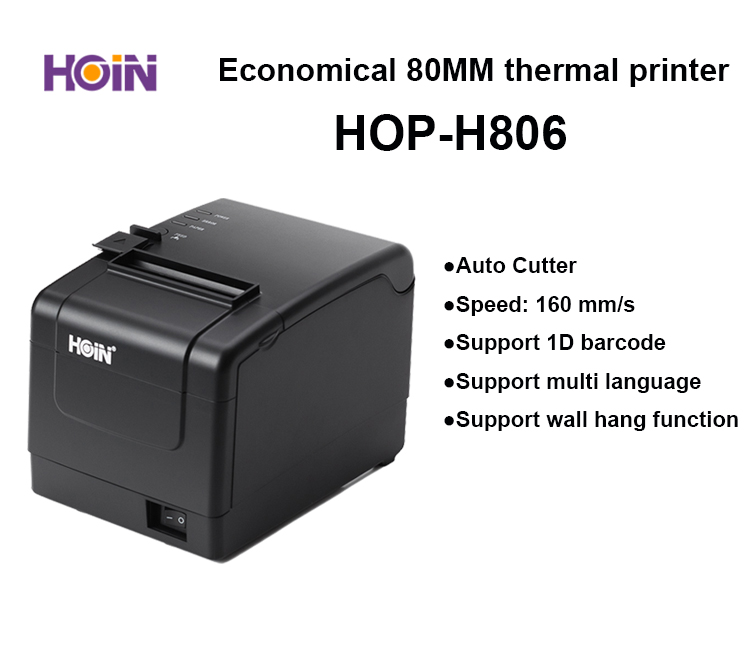 Hoin Latest Designed Thermal Receipt Printer 80mm Black and White with High Performance HOP-H806