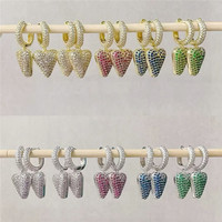 Boucles d'oreilles micro-pavées CZ transparentes CH-CKE0686, boucles d'oreilles créoles tendance en gros, nouvelles boucles d'oreilles plaquées CZ au design original