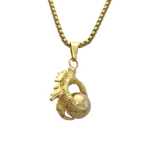 Yunnique – collier avec pendentif griffe de Dragon, en acier inoxydable doré, breloque du zodiaque animal, bijoux cadeau pour hommes - Product Image 1