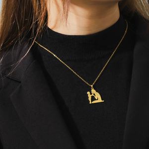 KISSWIFE Klassische Mutter Kinder Anhänger-Halsband für Damen Gold Silber Edelstahl Familien-Halsband Muttertagsschmuck - Product Image 4