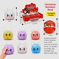 Jouet à presser en TPR Cerf de Noël, perles transparentes scintillantes, renne mignon, jouet anti-stress souple, boîte de 12 pièces