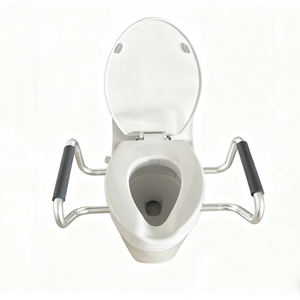 Abattant de toilette <span class=keywords><strong>surélevé</strong></span> blanc avec accoudoirs rembourrés pour toilettes allongées - Product Image 1