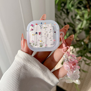 Pour Airpods 1 <span class=keywords><strong>2</strong></span> 3 <span class=keywords><strong>Pro</strong></span> <span class=keywords><strong>2</strong></span> 4 antichoc anti-rayures fleur imprimé doux Tpu Anti chute clair étuis de protection - Product Image 2