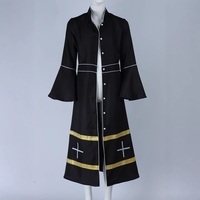 Robe de prêtre, vêtements de clergé, polyester mat, broderie dorée, imprimé, soutane, costume de cosplay, robe maxi de chœur, liturgique, pasteur