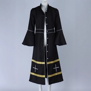 Abito da Sacerdote, Vestito Liturgico in Poliestere Opaco con Ricami Dorati, Costume da Coro, Abito Lungo da Pastore - Product Image 4
