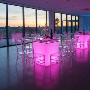 Tables longues et étroites éclairées par LED, <span class=keywords><strong>table</strong></span> lumineuse RGB colorée pour le dîner - Product Image 2