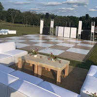 ANYCASE Plancher de danse portable en contreplaqué blanc et bords en aluminium, système d'assemblage pour scène de mariage, utilisation intérieure/extérieure