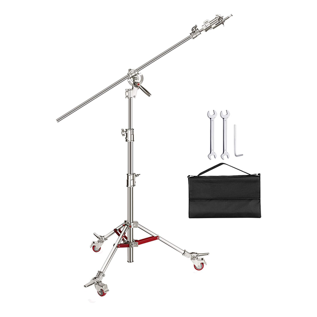 Neewer 440cm 100% Stainless Steel C Stand Light Stand with Pulleys and Cross-Bar and Empty Sandbag for Photography Studio