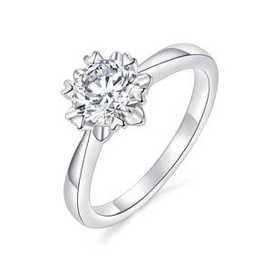 Anillo de Diamante de Laboratorio de Estilo Clásico para Mujer Starsgem, Corte Brillante Redondo, Diamante Creado en Laboratorio, Anillo de Compromiso de Plata 925 - Product Image 1