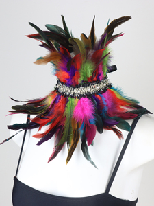Femmes automne/hiver multicolore plume cou col Festival Punk Halloween <span class=keywords><strong>carnaval</strong></span> Costume fête Rave danse Costume - Product Image 3
