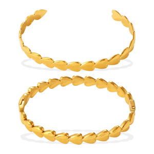 Bracelet manchette plaqué or en forme de cœur pour femme, bijou tendance, cadeau - Product Image 5