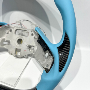 Volante in Fibra di Carbonio <span class=keywords><strong>Nera</strong></span> con Pelle Liscia Personalizzabile per Chevrolet <span class=keywords><strong>Corvette</strong></span> C8 C7 C6 - Product Image 2