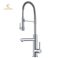 Robinet de cuisine Lanerdi, design luxueux, laiton, poignée unique, trou unique, avec douchette extractible