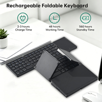Teclado Bluetooth Ultra Delgado Plegable con Panel Táctil, Teclado Inalámbrico Recargable de Bolsillo para Tablet, Laptop, iOS, Android, Windows