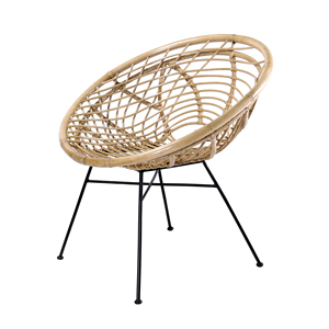 Sillón de Ratán Natural Tejido a Mano con Patas de Metal para Sala de Estar, Patio, Muebles de Interior y Exterior - Product Image 1