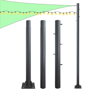 Poteaux <span class=keywords><strong>de</strong></span> voile d'ombrage robustes en acier avec crochets soudés, gris mat/gris sable foncé, pour terrasse extérieure, jardin - Product Image 4