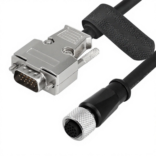 M12 A-Code 12 Pin Female DB15 Power Trigger Data Cable Cognex In-Sight Sensor Vision Systems CCB-PWRIO-MOD-05 High Flex IP67 5m