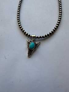 Pendentif Crâne de Vache en Argent Sterling Turquoise Nizhoni, Signé Nizhoni, Bijou Artisanal du Sud-Ouest, Cadeau - Product Image 2