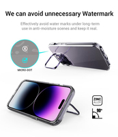 Coque de protection pour objectif d'appareil photo avec béquille métallique anti-jaunissement en TPU monobloc pour iPhone 14 Pro Max, compatible également avec iPhone 15 Plus, 13, 12, 17, 16