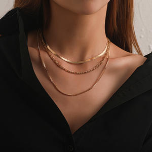 Collar de cadena de eslabones multicapa chapado en oro nuevo 2025, gran oferta, gargantilla de cadena de caja de cadena de serpiente pequeña para mujeres con estilo - Product Image 3