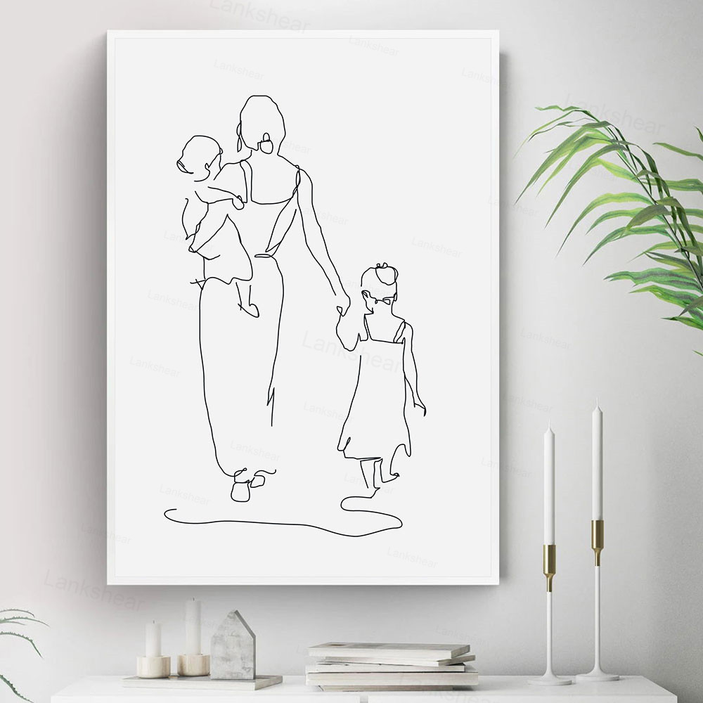 线描海报抽象简约墙艺术画布打印绘画现代装饰画图片