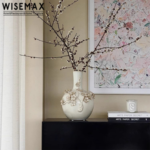 WISEMAX mobili europei arte Vintage <span class=keywords><strong>soggiorno</strong></span> decorazione fiore in rilievo ornamento di nozze fatto a mano vaso di ceramica per la casa - Product Image 2