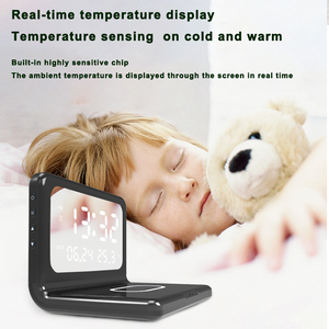 Fullwill Đồng Hồ Báo Thức Kỹ Thuật Số Sạc Nhanh 15W Mới Và Sạc Điện Thoại Không Dây Hiện Đại ABS Nhỏ Gọn Gương Mặt IOS & Android - Product Image 4