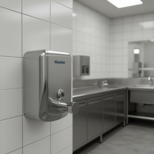 Distributeur de savon liquide vertical Bianhydro 1,00 L en acier inoxydable à fixation murale pour usage commercial - Product Image 3