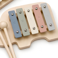 Xylophone en bois en forme d'éléphant, instrument de musique pour enfants, clavier avec mallettes, couleurs pastel