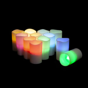 Megapower 12PCS/SET Modern Remote Control Rechargeable <b>LED</b> <b>Candles</b> RGBW Colors Dimmable Electric Real Wax Pillar <b>Flameless</b> CRI85 - Product Image 5