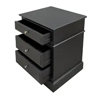 Armoire d'angle moderne en bois massif noir avec 3 tiroirs - Organisateur de rangement gain de place pour salon chambre à coucher avec poignées dorées