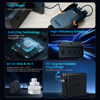 Chargeur rapide GaN LKTOP 100W 3C + 1A, adaptateur secteur multiport compatible avec les drones, hub de charge